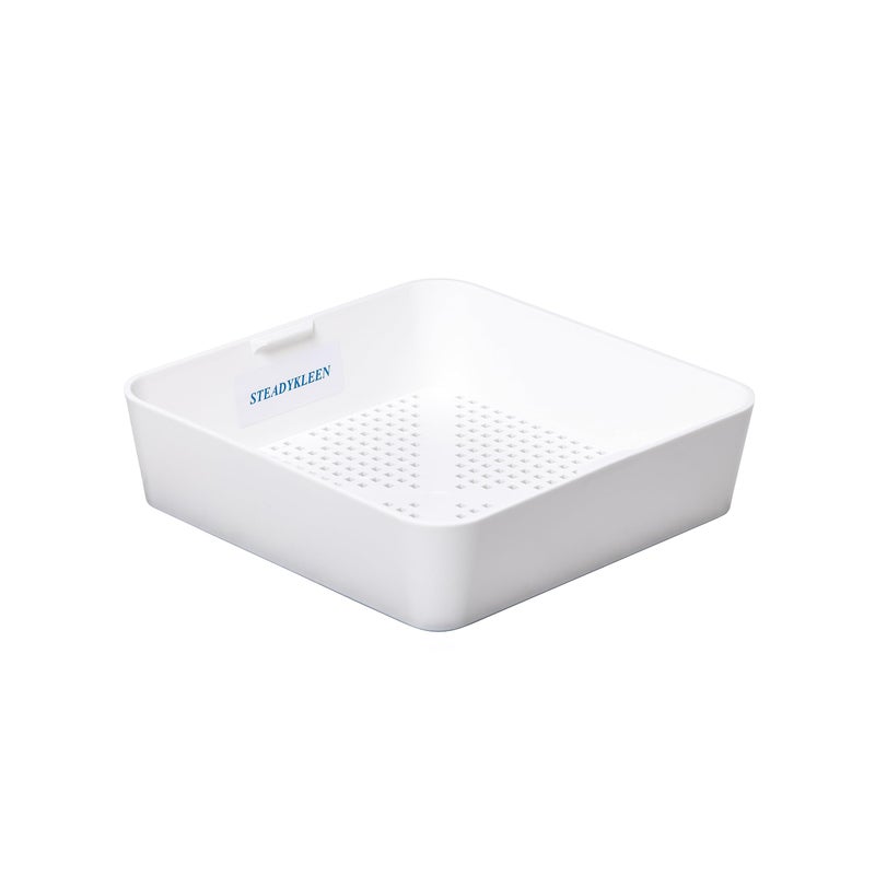 STEADYKLEEN - 8.5-inch Floor Sink Drain Cover Alternative, Square Drain Basket for Restaurants, Use Below 3 Compartment Sink. Sink Strainer with 0.19-inch Holes, Versatile Plastic Drain Screen Basket - Image 3